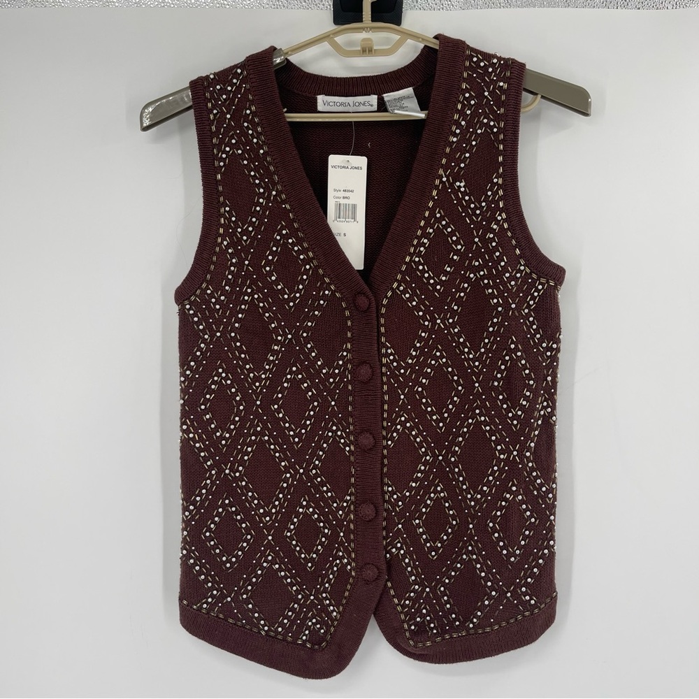 Victoria Jones 90's Beaded Sweater Vest-NWT